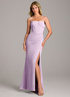 Azazie Chantel Bridesmaid Dresses Frosted Lilac Sheath Strapless Chiffon Convertible Dress image5