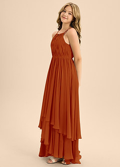 Azazie Elliora Junior Paprika A-Line Pleated Chiffon Dress image6