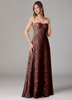 Azazie Valentine Suknie dla druhen Linia A Dekolt w kształcie serca Kwiatowe wypalenie Do ziemi Sukienka image3