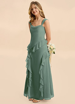 Azazie Sloane Junior Eucalyptus A-Line Sweetheart Neckline Chiffon Dress image1