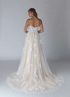Azazie Alondra Wedding Dresses A-Line Lace Tulle Chapel Train Dress image3