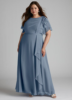 Azazie Aaliyah Modest Bridesmaid Dresses A-Line Scoop Pleated Chiffon Floor-Length Dress image6