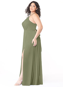 Azazie Evalleen Robes de demoiselle d'honneur Robe Trapèze en Mousseline de soie Plissée Pistache image10