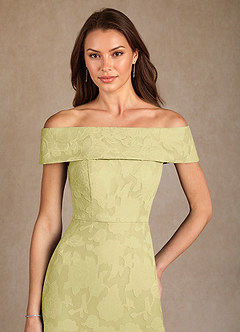 Azazie Medford Mère de la mariée Robes Robe Trapèze en Blumen-Burnout Épaule décolletée Sorbet Citron image6