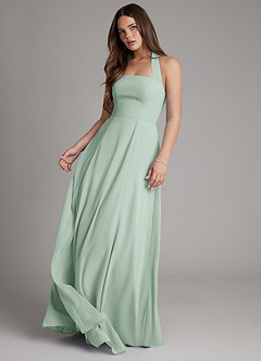 Azazie Irina At-home Try On Dresses Agave A-Line Pleated Chiffon Dress image2