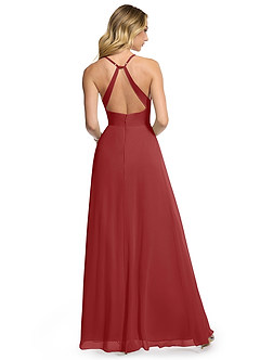Azazie Davis Bridesmaid Dresses Rust A-Line V-Neck Chiffon Dress image5