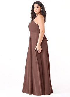 Azazie Dixie Bridesmaid Dresses Espresso A-Line Halter Pleated Chiffon Dress image8