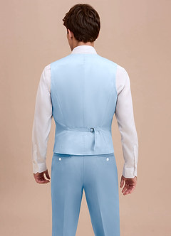 front Ethan Hemelsblauw Verfijnd geweven pakvest