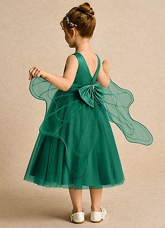 Azazie Pear Flower Girl Dresses Emerald Ball-Gown Bow Tulle Dress image5