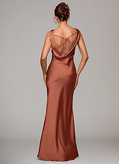 Azazie Rylina Bridesmaid Dresses Clay Mermaid Stretch Satin Dress image5