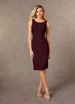 Azazie Ryne Mother of the Bride Dresses Cabernet Sheath Lace Dress image3