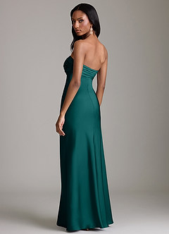 Azazie Saylor Vestidos de damas de honor Vestido de Pavo Real de Satén Elástico de Corte Sirena con Sin tirantes image5