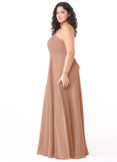 Azazie Dixie Bridesmaid Dresses Champagne Rose A-Line Halter Pleated Chiffon Dress image8