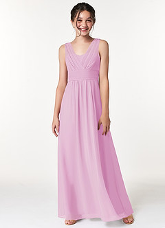 Azazie Sophia Junior Candy Pink A-Line Pleated Chiffon Dress image5