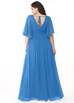 Azazie Temeka Bridesmaid Dresses Blue Jay A-Line Ruched Chiffon Dress image8