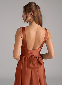 Azazie Kora Brautjungfernkleider A-Linie Plissee Stretch-Satin Kleid Zedernrose image2
