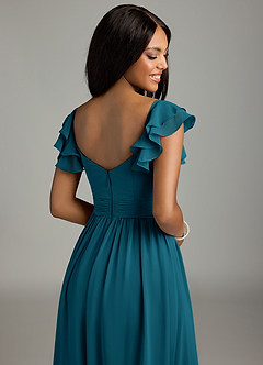 Azazie Anaya Abiti da Damigella Abito A-Line in Chiffon Plissettato Blu Inchiostro image2