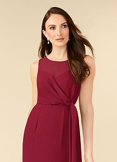 Azazie Marchioness Mother of the Bride Dresses Burgundy A-Line Scoop Pleated Chiffon Dress image5
