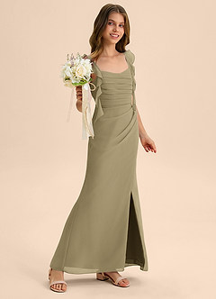 Azazie Jessamine Junior Moss Green Mermaid Sweetheart Neckline Chiffon Dress image4