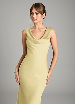 Azazie Rylina Bridesmaid Dresses Lemon Sorbet Mermaid Stretch Satin Dress image3