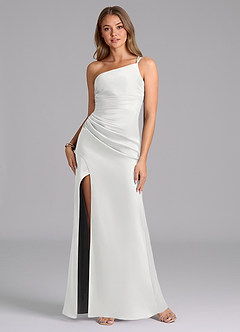 Azazie Eren Šaty pro družičky Mořská panna Jedno rameno Strečový satén Délka podlahy Šaty image1