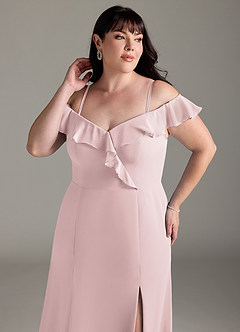 Azazie Sophie Bridesmaid Dresses Blushing Pink A-Line Off the Shoulder Chiffon Convertible Dress image12