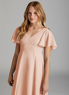 Azazie Kimber Junior English Rose A-Line Pleated Chiffon Dress image6