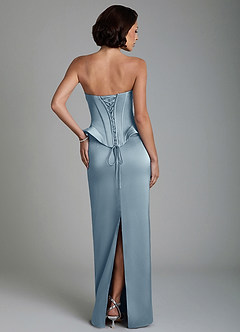 Azazie Harlow Bridesmaid Dresses Dusty Blue Sheath Corset Stretch Satin Dress image2