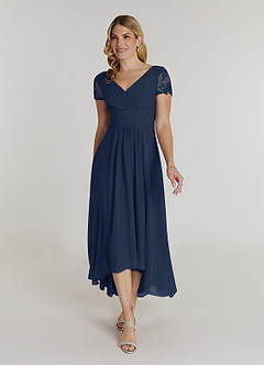 Azazie Thais Kleider für die Brautmutter A-Linie Spitze Chiffon Kleider Dunkelmarine image1