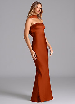 Azazie Lusinda Bridesmaid Dresses Paprika Mermaid Strapless Stretch Satin Dress image6