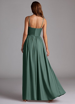 Azazie Calianna Bridesmaid Dresses Eucalyptus A-Line Off the Shoulder Stretch Satin Convertible Dress image4