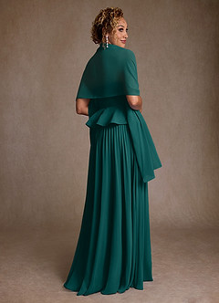 Azazie Josabeth Moeder van de bruid jurken A-Lijn Jurk van Chiffon Geplooid Pauw image3