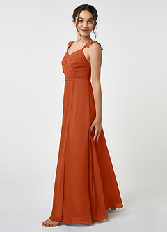 Azazie Emily Junior Burnt Orange A-Line Ruched Chiffon Dress image3