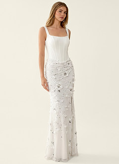 Belinda Ivory 3D Flowers Corset Lace Up Back Mermaid Prom Dress image4