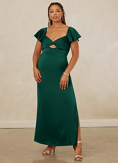 Christian Siriano Bridal for Azazie 1005 Bridesmaid Dresses Emerald Sheath Sweetheart Neckline Stretch Satin Dress image9