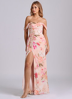 Azazie Amyra 신부 들러리 드레스 쉬스 오프 더 숄더 쉬폰 바닥 길이 드레스 image4