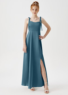 Azazie Rosey Junior Robe Trapèze en Satin extensible Encolure en Forme de Cœur Bermude image5