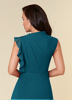 Azazie Narine Mother of the Bride Dresses Ink Blue A-Line High Neckline Pleated Chiffon Dress image9