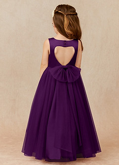 Azazie Muni Flower Girl Dresses Grape A-Line Bow Tulle Dress image1