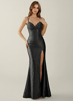 Sylvan Noir Robe de bal corset à strass décolleté en V image4