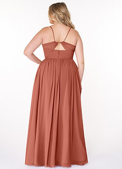 Azazie Cora Bridesmaid Dresses Clay A-Line Pleated Chiffon Dress image7