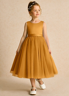 Azazie Pear vestidos de niña de las flores Vestido de Caramelo de Tul de Princesa con Lazo image4