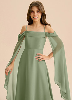 Azazie Moana Junior A-Linie Plissee Chiffon Kleid Pistazie image7
