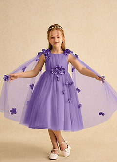 Azazie Staria Flower Girl Dresses Tahiti Ball-Gown Ruched Tulle Dress image4
