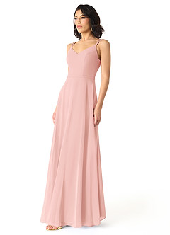 Azazie Janine At-home Try On Dresses Agave A-Line V-Neck Chiffon Dress image2