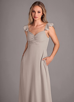Azazie Kaylyn Bridesmaid Dresses Frost A-Line Ruched Chiffon Dress image2