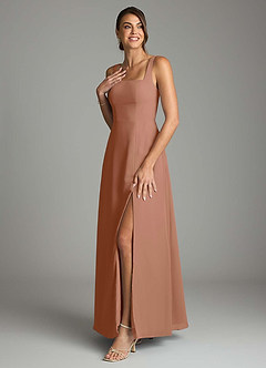 Azazie Debra Bridesmaid Dresses Bronzer A-Line with Pockets Chiffon Convertible Dress image5