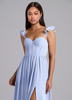 Azazie Denisse Suknie dla druhen Linia A Marszczony Szyfon Do ziemi Sukienka image6