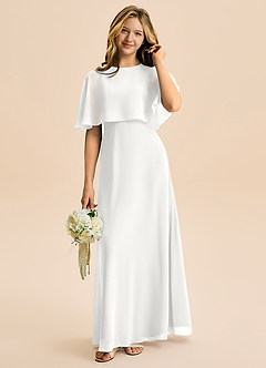 Azazie Maris Junior White A-Line Chiffon Dress image1