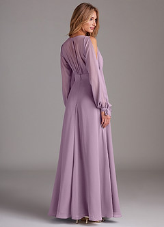Azazie Matilda Bridesmaid Dresses Wisteria A-Line Long Sleeve Chiffon Dress image2